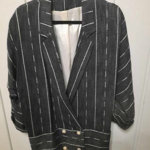 Villagio Sport Vintage Linen Pinstripe Dolman Sleeve Blazer Sz S/M